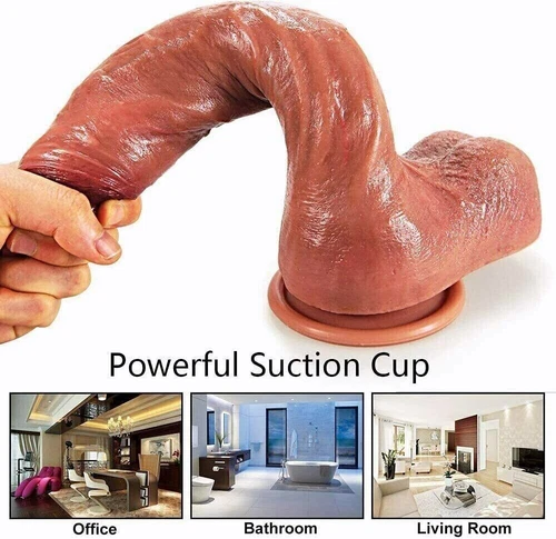 Liquid Silicone Realistic Huge Dildo Cock Suction Cup Women Sex Toys Thick Dong - Picture 5 of 13