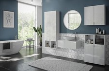 Badschrank 2-tlg. Set Hochschrank Hängeschrank 60-90-120-150 HOCHGLANZ/ MATT