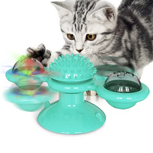 Interactive Turntable Windmill Spin LED Glow Ball Catnip Lighting Kitten Cat Toy - Bild 2 von 13
