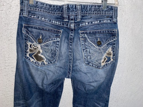 Affliction Jeans Mens 31x30 Blue Cooper Relaxed Boot Medium Wash Distressed