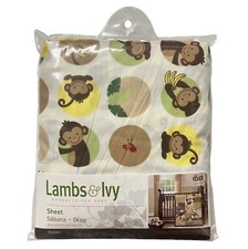 Vtg Lambs  Ivy Tickles Jungle Monkey Fitted Crib Sheet Cotton Blend 28 x 52 New