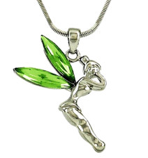 Disney Tinkerbell Fairy Green Crystal Wing Pendant and Necklace Tinker Bell