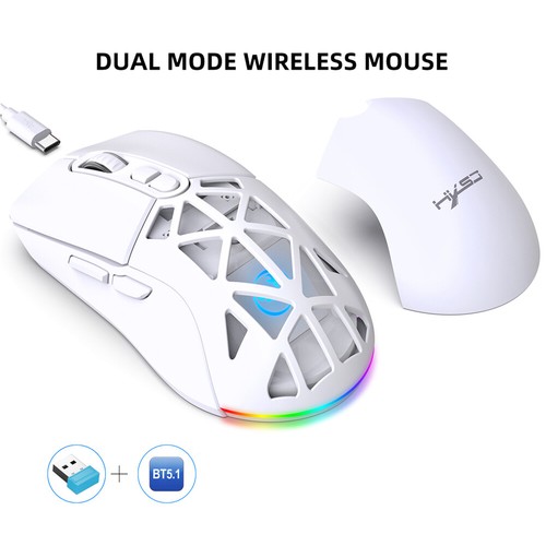 T26 Dual-mode Wireless Mouse 2.4G BT5.1 RGB Backlight 4800DPI Office Game Mice - Picture 3 of 24