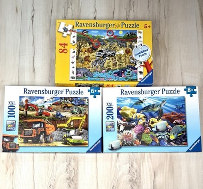 Lot 3 RAVENSBURGER Puzzles 84pc Safari 100pc Construction 200pc Ocean COMPLETE