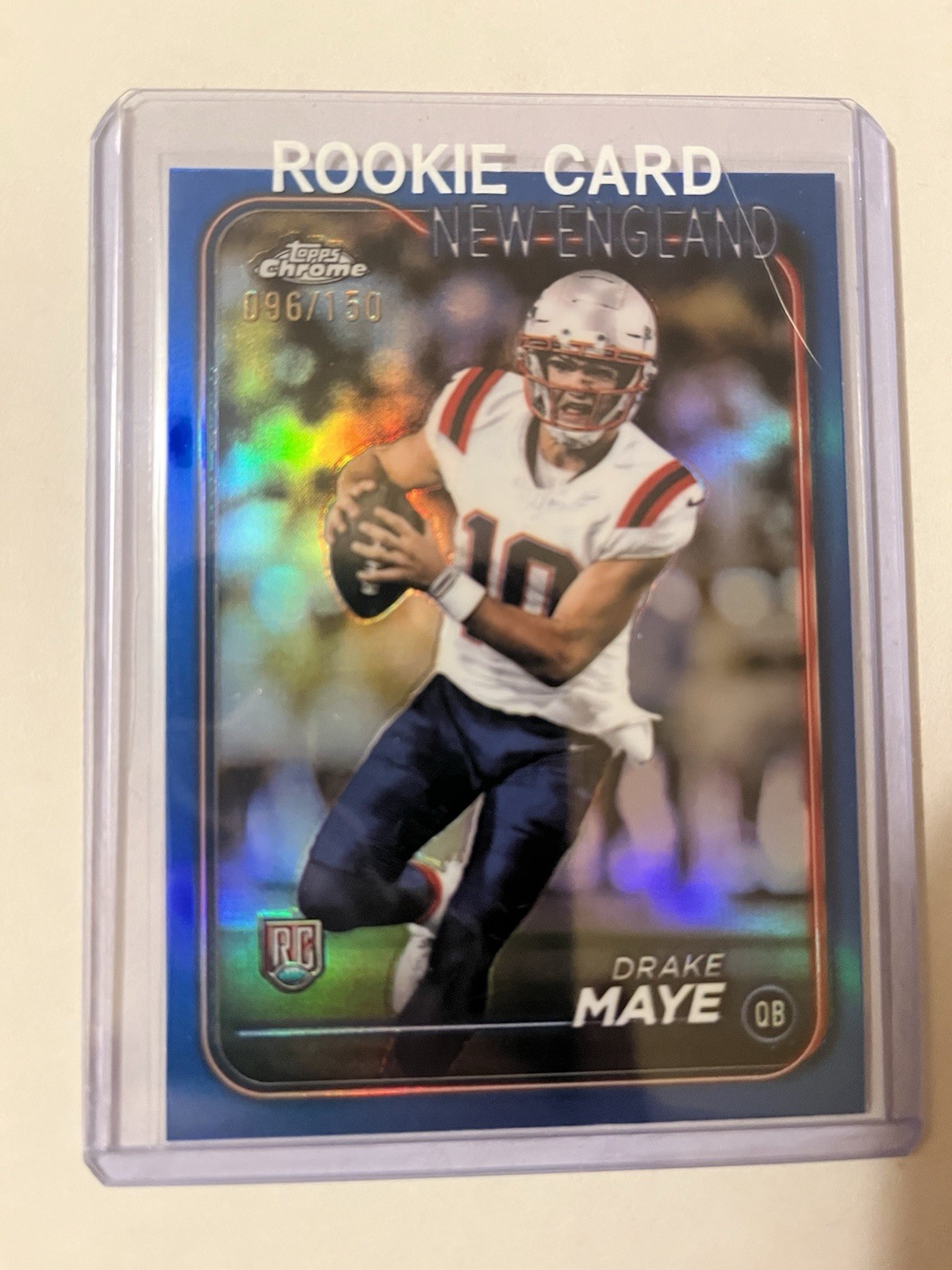 2024 Topps Chrome - Rookies Drake Maye #203 Blue Refractor /150 (RC)