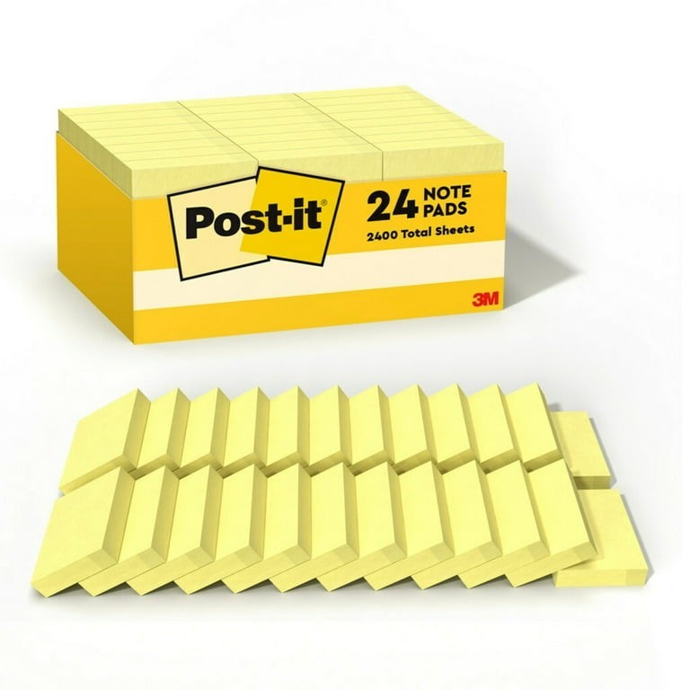 Notes Value Pack, 1.5 in x 2 in, Canary Yellow, 100 Sheets/Pad, 24 Pads