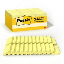  Notes Value Pack, 1.5 in x 2 in, Canary Yellow, 100 Sheets/Pad, 24 Pads