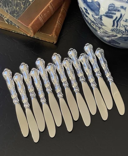 Set 12 Gorham Strasbourg Sterling Silver Butter Knife Spreader American 6.25”