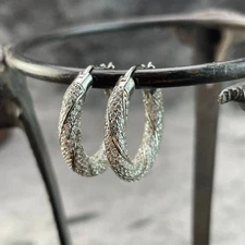 Rhodium Plated Sterling Silver Bella Luce Diamond Sim Hoop Earrings JTV