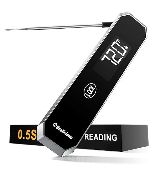 Meat Thermometer with Temp Lock & Auto-Resume, Multi-Tested 0.5 Sec Instant Read