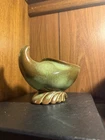 Frankoma Pottery Prairie Green Cornucopia Horn Vase Vintage