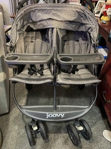 Joovy Kooper X2 Double Stroller Gray with Trays. In Near Perfect Condition Twins
