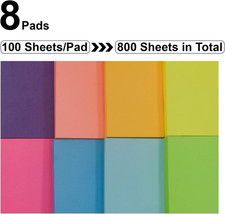 Sticky Notes 3x3, 8 Pack Sticky Pads 100 Sheet/Pad, Bulk Sticky Note Pads, Mu...