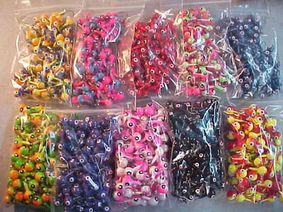 100 NEW FLOATING WALLEYE JIG HEADS 3/8 & 1/4   SIZE 1 AND 2 HOOKS OZ 