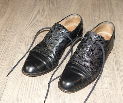 Sonia Bettini Leder Oxfort Schuhe Gr 39,5 schwarz Krokoprägung made in Italy