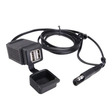 Waterproof Motorcycle USB Charger - SAE to 2 USB Cable for iPhone Tablet MP4 GPS