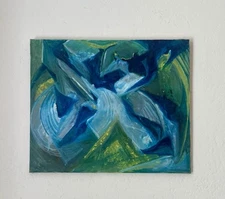 MID CENTURY ABSTRACT PAINTING BY VARSI KATSKY UNFRAMED EXCELLENT CONDITION RARE