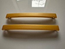 2 Goody Stay Tight Vtg Clasp Clip Hair Barrettes 3  USA WITH TEETH Yellow L194