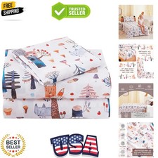 Kids Bed Sheet Set, 3-Piece Twin Sheets Set, Microfiber Fitted Sheet with 15 ...