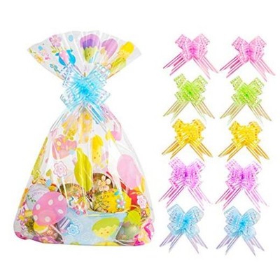 40pcs Easter Cellophane Bags Pull Bow Set 20 pcs Easter 1 count (Pack of 40)