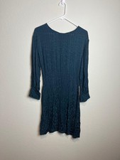 Zara Dress Womens Small Blue Animal Print Jacquard Long Sleeve Shift Short