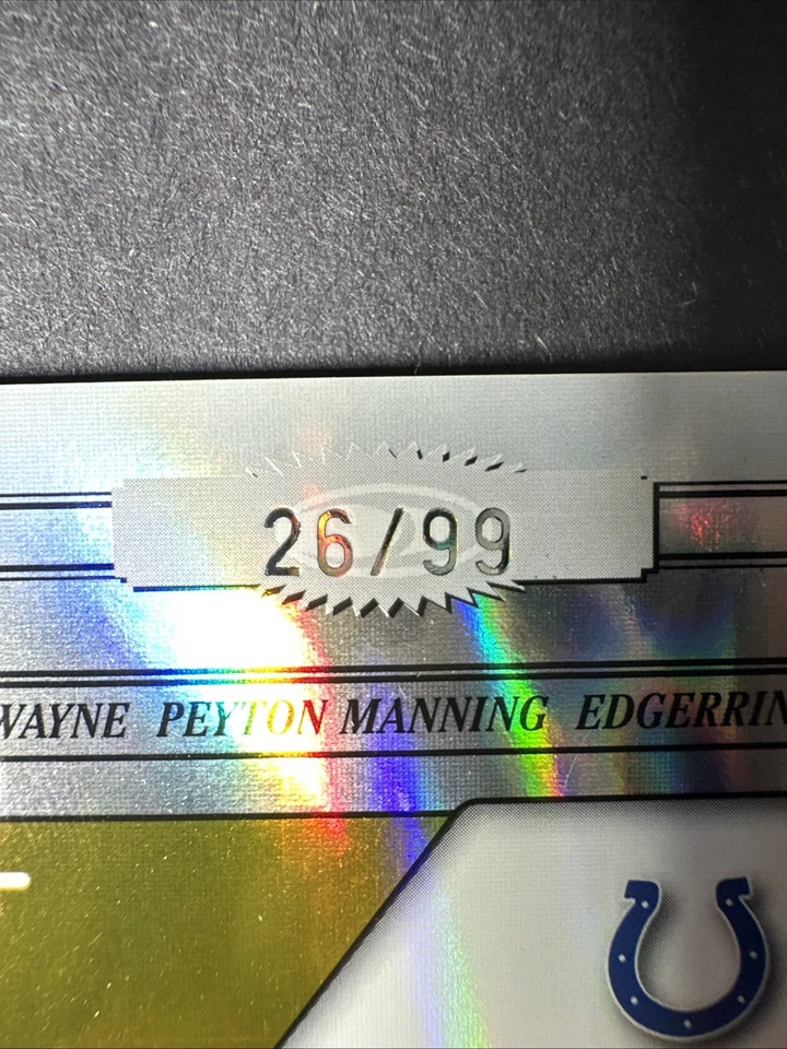 Elite Peyton Manning 2006 Reggie Wayne Edgerrin James/99 juego usado parche Colts Foto 3 de 4