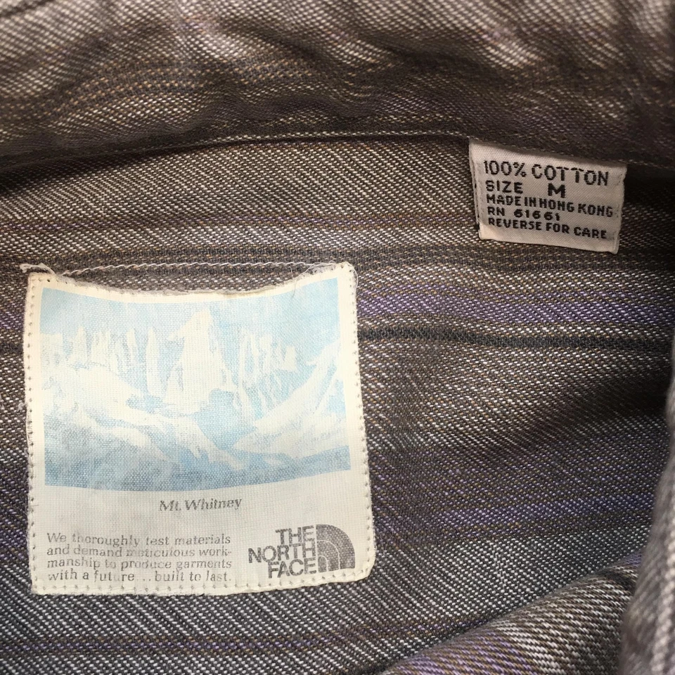 Vintage North Face Shirt Mens Medium Stripe Button Up Long Sleeve 90s - Image 3 of 4