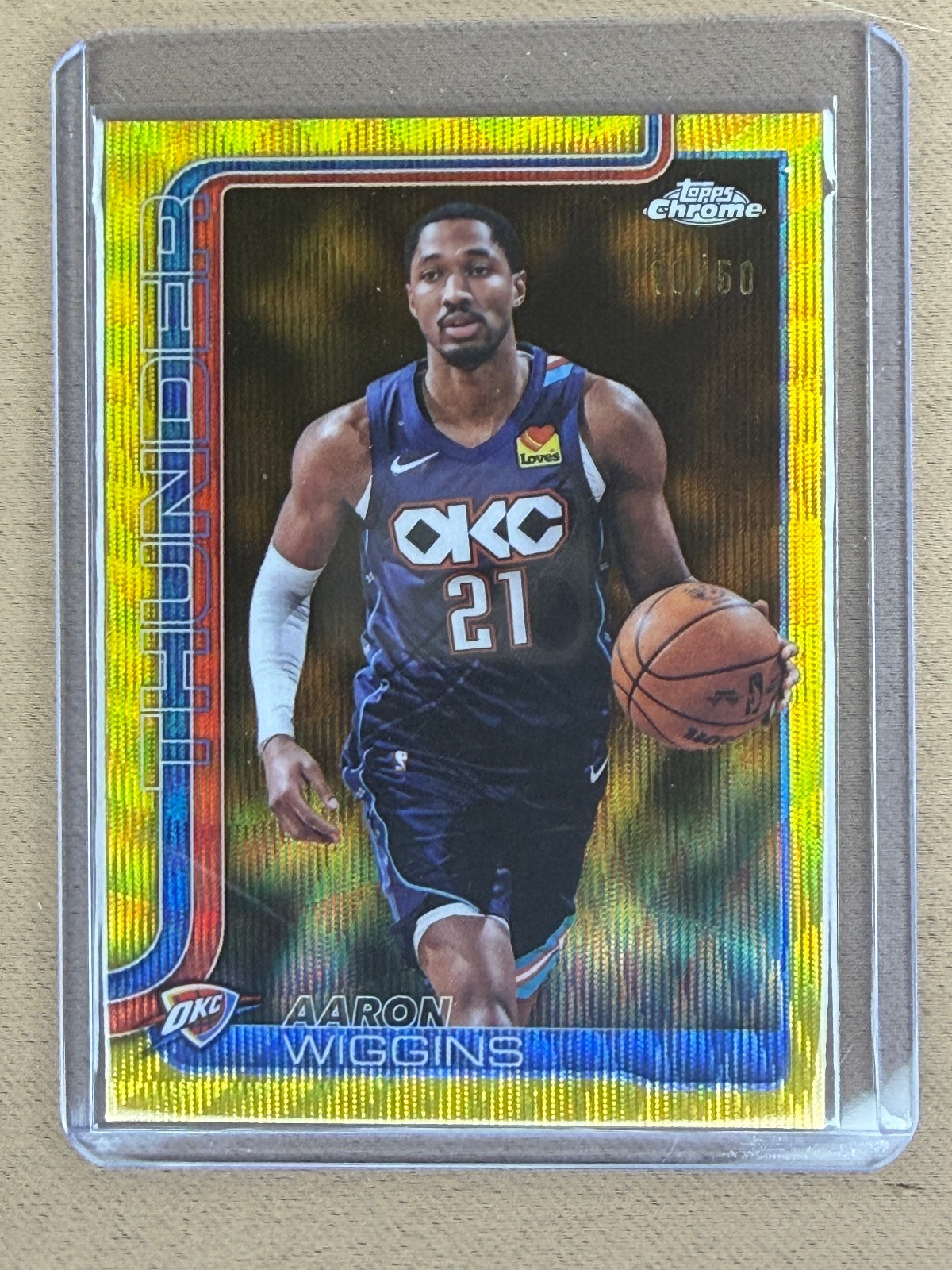 2025-26 Topps Update Chrome Basketball Aaron Wiggins Gold Wave /50 #132