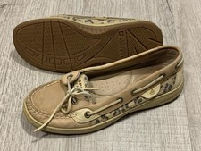 SPERRY Top-Sider Angelfish Leather Boat Deck Shoes Cheetah Sequins sz 6.5