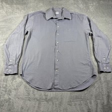 Armani Collezioni Dress Shirt Men Large 16.5 Gray Blue Stripe Cotton Long Sleeve