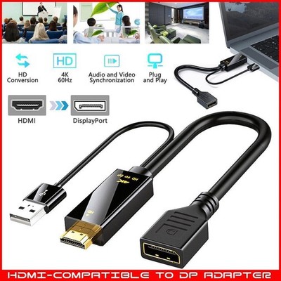 4K HDMI Displayport Adapter HDMI to Displayport Cable USB 2.0 for Monitor HDTV
