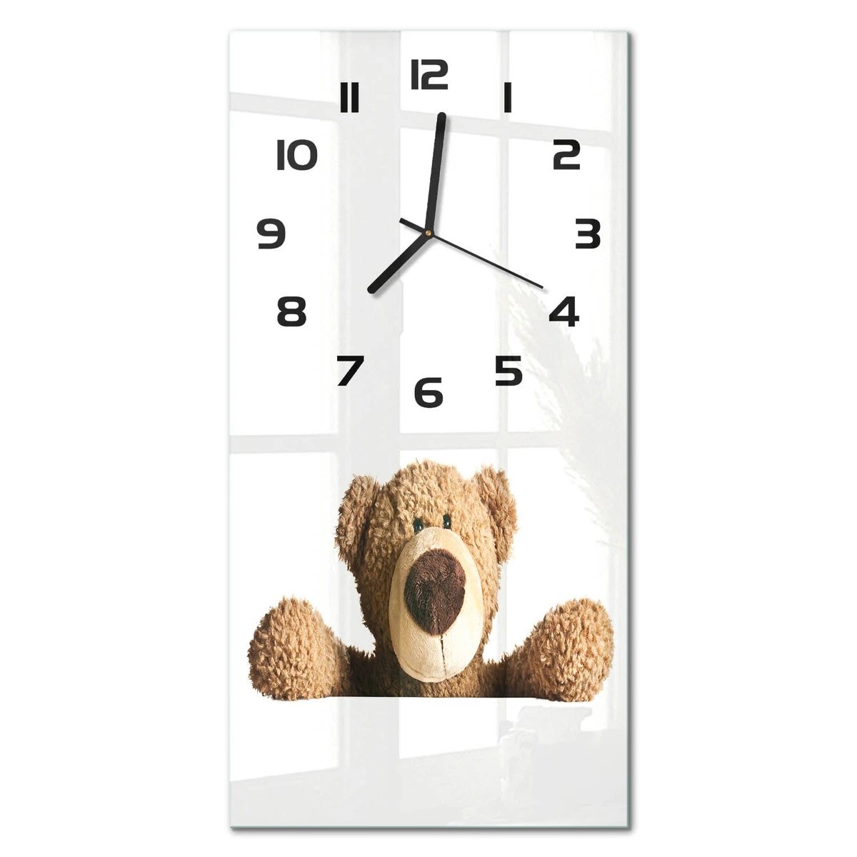 Reloj de Pared Rectangular Vertical de Cristal Decorativo Osito 30x60 cm