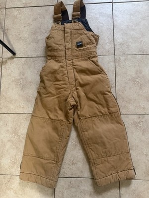 Walls Tough Wear Insulated Bib Overalls Kids Size S Brown Canvas Zip Legs