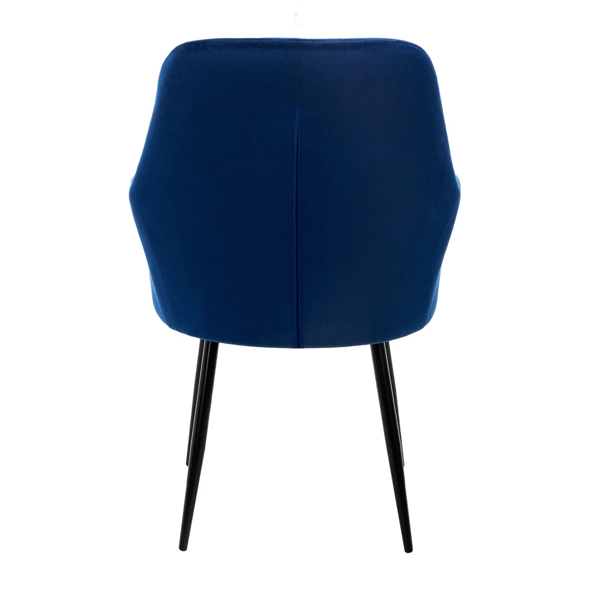 Juego de 2 sillas de comedor azul oscuro con respaldo y reposabrazos tapizados