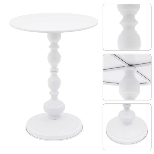 White End Side Table Round Side Table for Living Room Floor Standing Coffe Table - Image 2 of 4
