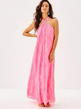 New Lilly Pulitzer Clairabel Maxi Dress in Rousseau Pink Coral Swirl MSRP 298 