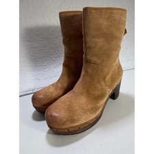 UGG Lynnea Suede Shearling Clog Boots Chestnut Women's Size 9 Cute Boots