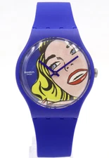 New Swiss Swatch GIRL BY ROY LICHTENSTEIN Silicone Art Watch 41mm SUOZ352 $115
