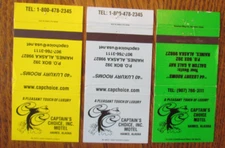 HAINES, ALASKA MATCHBOOK COVERS: CAPTAIN'S CHOICE MOTEL EMPTY MATCHCOVERS -B