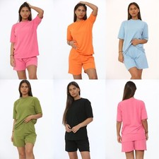 Women's Ladies Oversized T-Shirt  Shorts Cycling Active Gym sports Co-ord Set