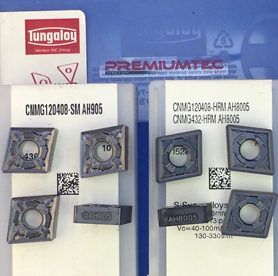 8) TUNGALOY CNMG 432  Carbide Inserts  (4)-HRM AH8005 & (4)-SM AH905 Machinist