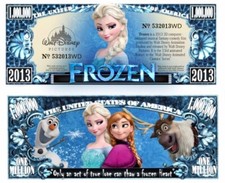 ✅ Pack of 25 Disney's Frozen Elsa and Friends 1 Million Dollar Bills Money ✅