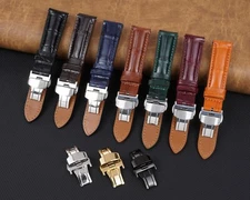 Crocodile Leather Watch Band Deployment Clasp Buckle Crocodile Watch Strap Men
