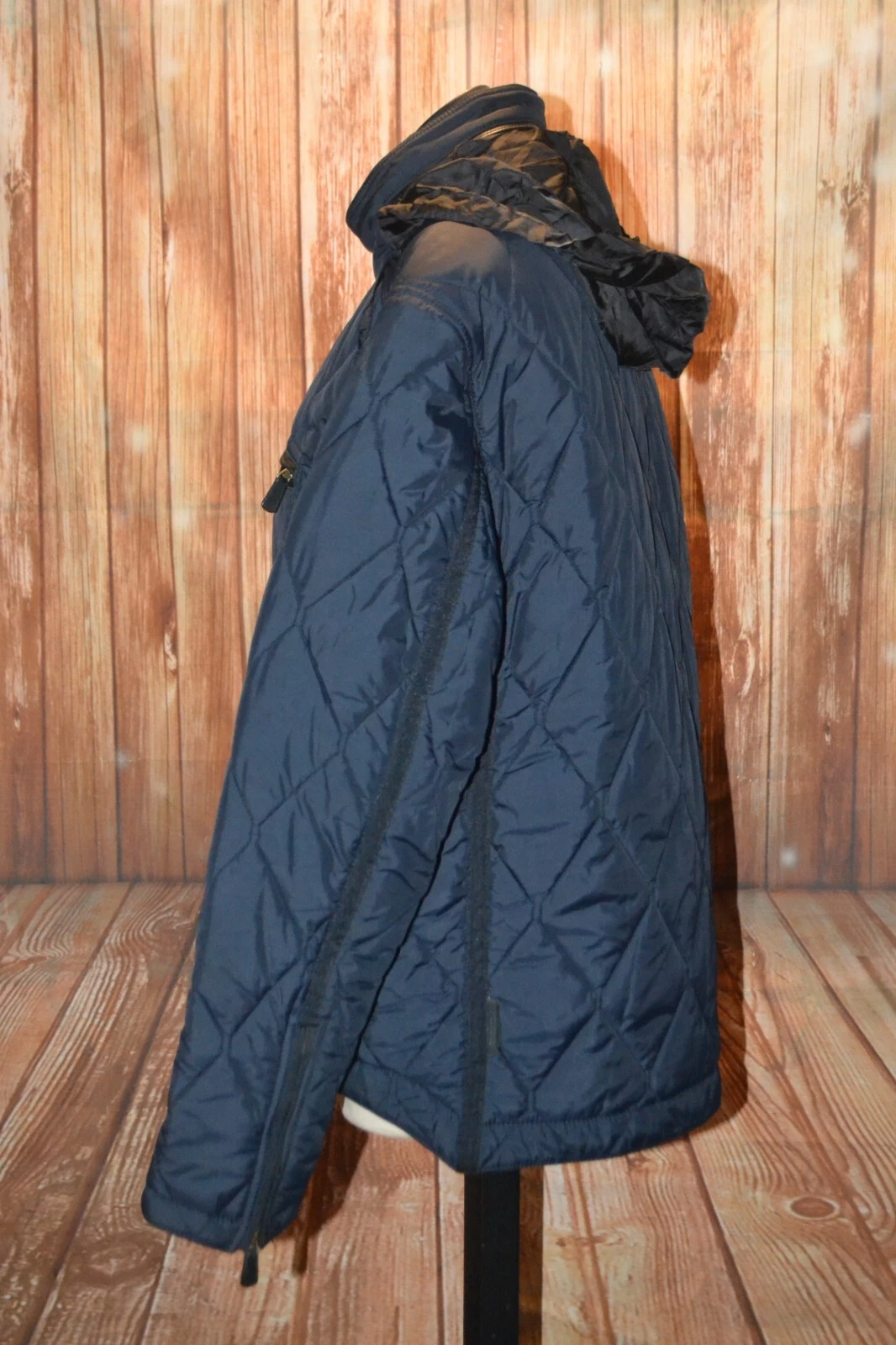 Giacca Coach donna nera trapuntata full zip con cappuccio taglia L