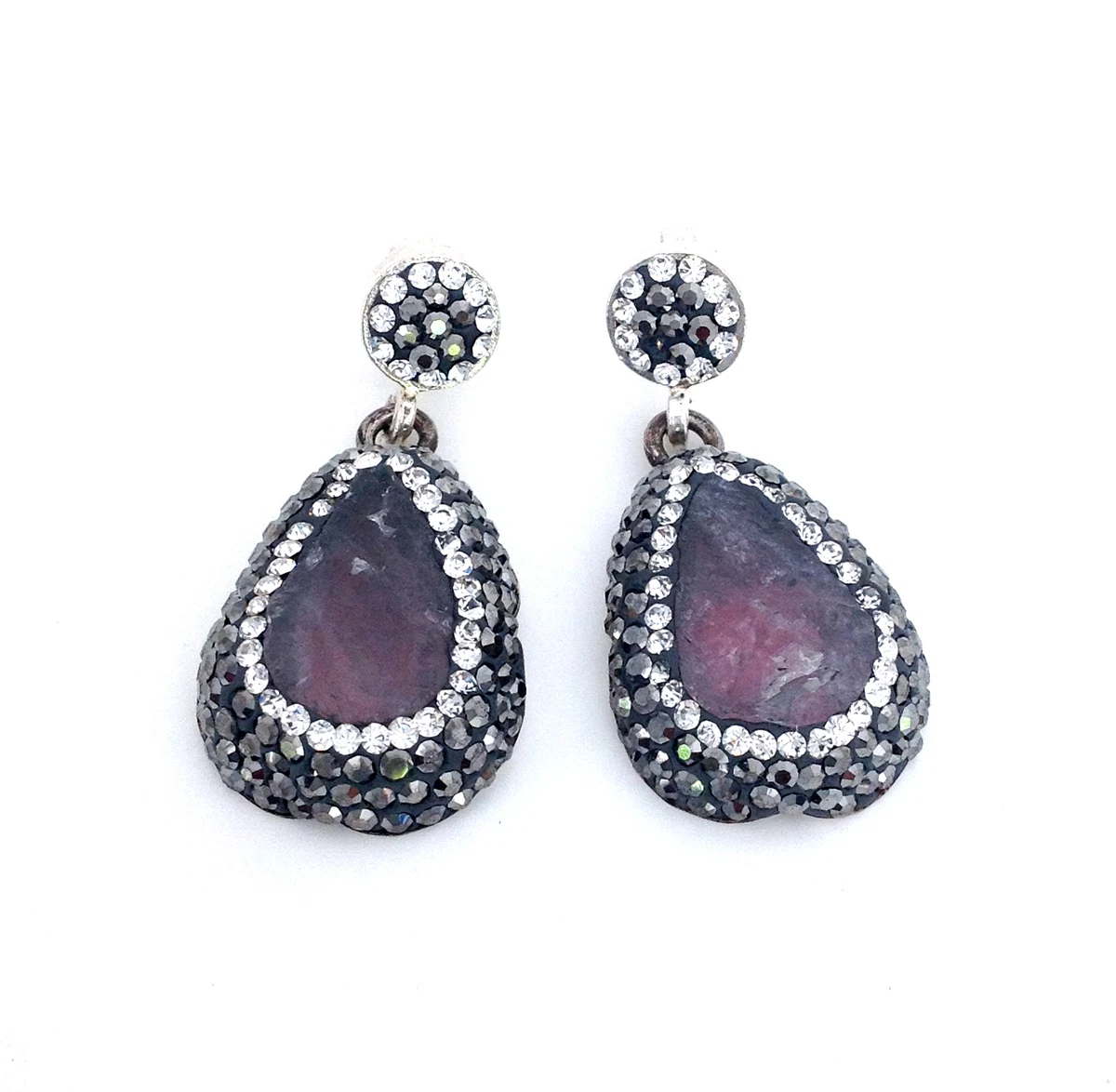 Purple druzy earrings sale