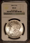 1884-O $1 Silver Morgan Dollar MS 63 NGC # 3917967-023 Less Bag Marks + Bonus