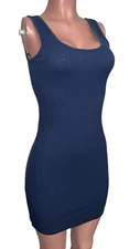 Basic Bodycon Style Navy Blue Ribbed Stretchy Mini Dress New Casual Party Beach