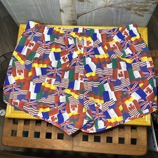 Vintage Reebok Running Shorts International Flag Print Men's M Made in USA Rare!