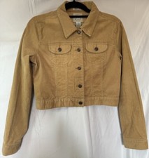 Old Navy Women’s Tan Gold Jacket Long Sleeve Button Up Cropped Corduroy Size M.