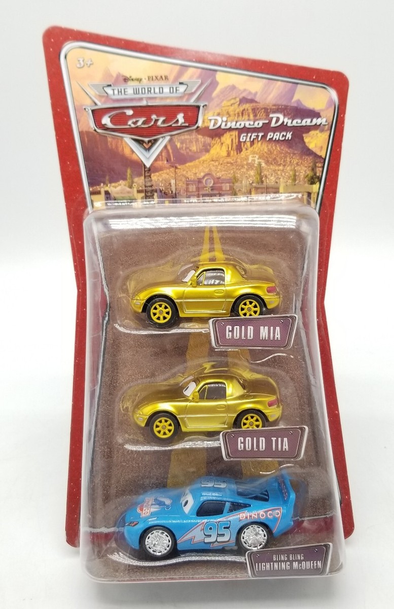 Disney Pixar World of Cars GOLD MIA & TIA BLING MCQUEEN Dinoco